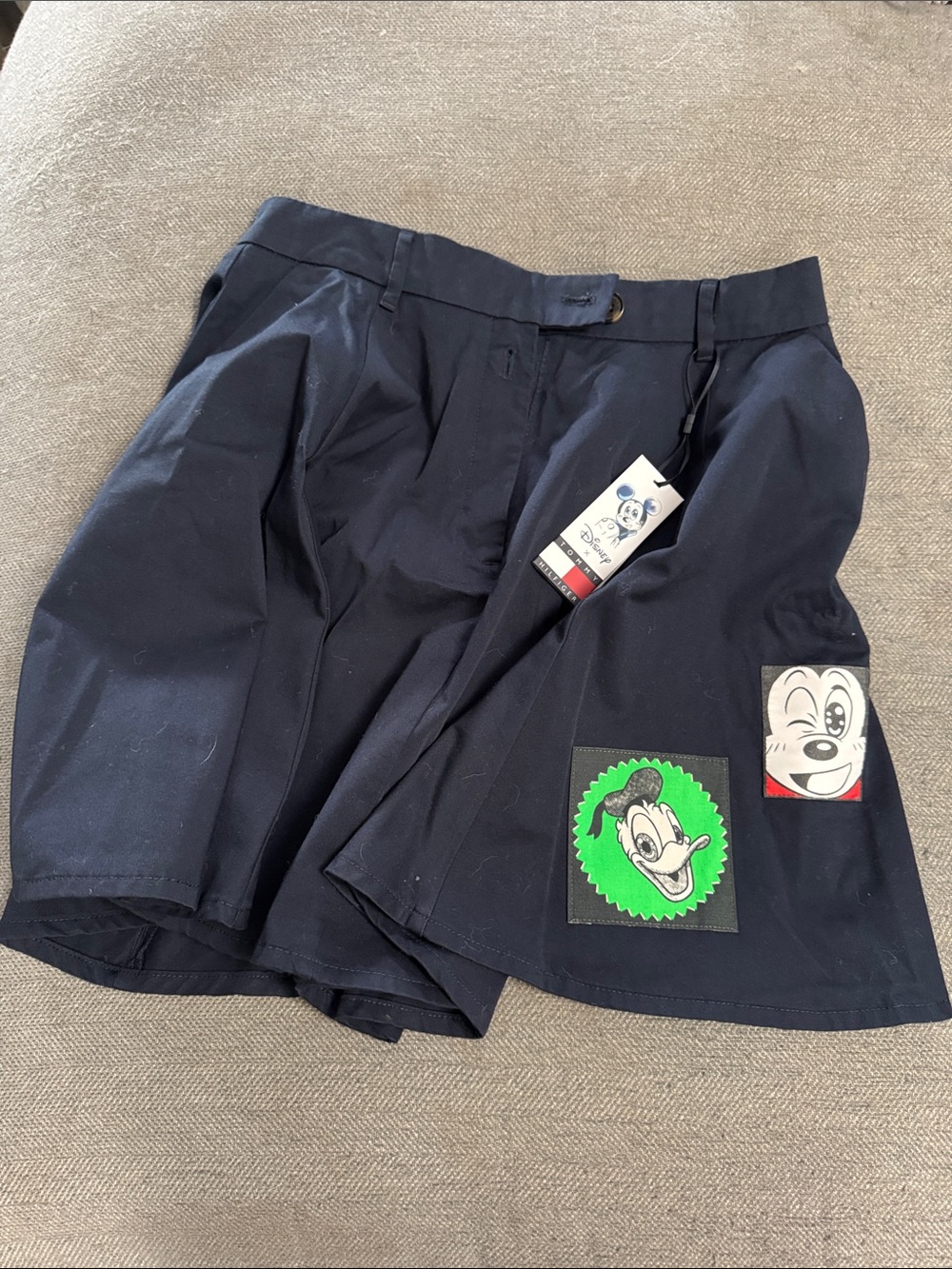 Tommy Hilfiger Navy Flat Front Women's Skirt with Character Patches